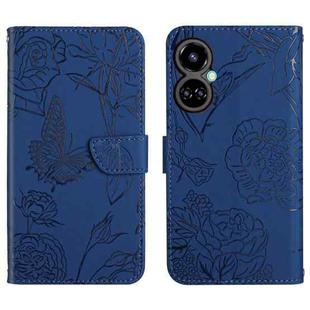 For Tecno Camon 19 4G HT03 Skin Feel Butterfly Embossed Flip Leather Phone Case(Blue)