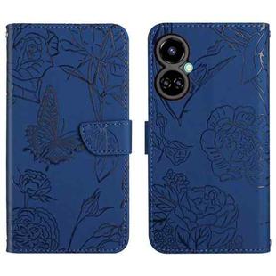 For Tecno Camon 19 Pro 4G HT03 Skin Feel Butterfly Embossed Flip Leather Phone Case(Blue)