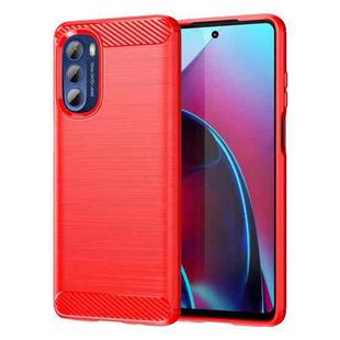 For Motorola Moto G Stylus 5G 2022 Brushed Texture Carbon Fiber TPU Phone Case(Red)
