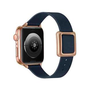 Magnetic Rose Gold Square Buckle Watch Band For Apple Watch Series 9&8&7 41mm / SE 3&SE 2&6&SE&5&4 40mm / 3&2&1 38mm(Midnight Blue)