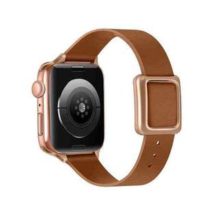 Magnetic Rose Gold Square Buckle Watch Band For Apple Watch Series 9&8&7 41mm / SE 3&SE 2&6&SE&5&4 40mm / 3&2&1 38mm(Brown)