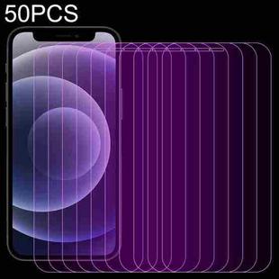 For iPhone 12 mini 50pcs Purple Light Eye Protection Tempered Glass Film