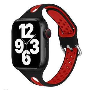 Water Drop Silicone Watch Band For Apple Watch Ultra 49mm&Watch Ultra 2 49mm / Series 9&8&7 45mm / SE 3&SE 2&6&SE&5&4 44mm / 3&2&1 42mm(Black and Red)