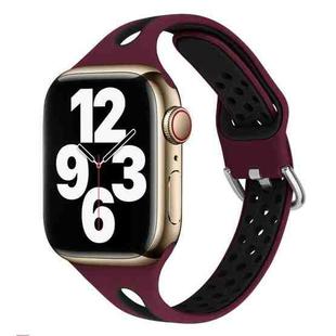 Water Drop Silicone Watch Band For Apple Watch Ultra 49mm&Watch Ultra 2 49mm / Series 9&8&7 45mm / SE 3&SE 2&6&SE&5&4 44mm / 3&2&1 42mm(Wine Red and Black)