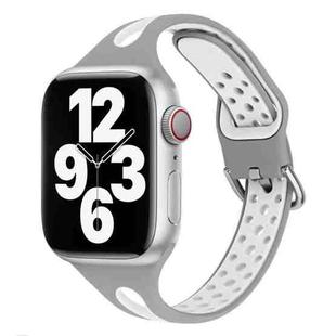 Water Drop Silicone Watch Band For Apple Watch Ultra 49mm&Watch Ultra 2 49mm / Series 9&8&7 45mm / SE 3&SE 2&6&SE&5&4 44mm / 3&2&1 42mm(Cold Silver and White)