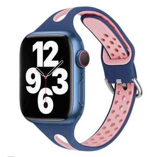 Water Drop Silicone Watch Band For Apple Watch Series 9&8&7 41mm / SE 3&SE 2&6&SE&5&4 40mm / 3&2&1 38mm(Sea Blue and Pink)