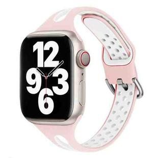 Water Drop Silicone Watch Band For Apple Watch Series 8&7 41mm / SE 2&6&SE&5&4 40mm / 3&2&1 38mm(Light Pink and White)