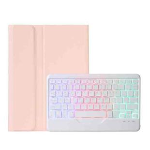 OP12-BS Lambskin Texture Ultra-thin Bluetooth Keyboard Leather Case with Backlight For OPPO Pad Air 10.4 inch(Pink)