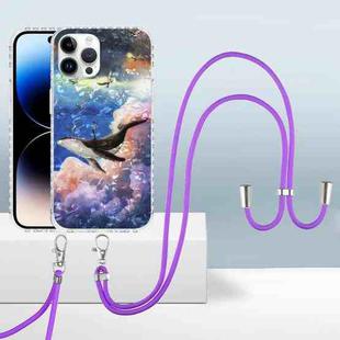 For iPhone 14 Pro 2.0mm Airbag Shockproof TPU Phone Case with Lanyard(Whale)