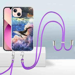 For iPhone 13 mini 2.0mm Airbag Shockproof TPU Phone Case with Lanyard (Whale)