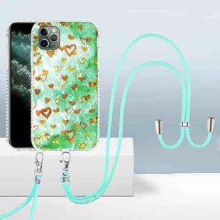 For iPhone 11 Pro 2.0mm Airbag Shockproof TPU Phone Casewith Lanyard (Gold Heart)