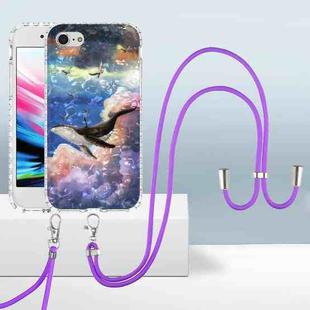 For iPhone SE 2022 / SE 2020 / 8 / 7 2.0mm Airbag Shockproof TPU Phone Case with Lanyard(Whale)