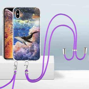 For iPhone XS Max 2.0mm Airbag Shockproof TPU Phone Case with Lanyard(Whale)