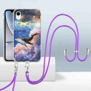 For iPhone XR 2.0mm Airbag Shockproof TPU Phone Case with Lanyard(Whale)