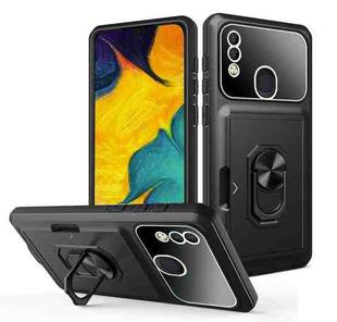 For Samsung Galaxy A20/A30 Card Ring Holder PC + TPU Phone Case(Black)