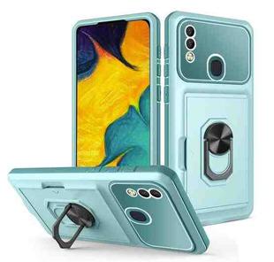 For Samsung Galaxy A20/A30 Card Ring Holder PC + TPU Phone Case(Light Green)