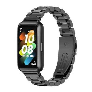 For Huawei Band 7 / 7 NFC MIJOBS Three-Bead Metal Stainless Steel Watch Band(Black)
