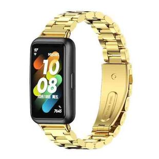 For Huawei Band 7 / 7 NFC MIJOBS Three-Bead Metal Stainless Steel Watch Band(Gold)