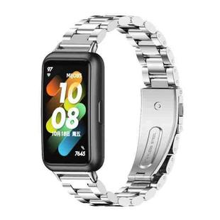 For Huawei Band 7 / 7 NFC MIJOBS Three-Bead Metal Stainless Steel Watch Band(Silver)