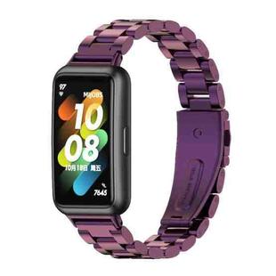 For Huawei Band 7 / 7 NFC MIJOBS Three-Bead Metal Stainless Steel Watch Band(Purple)