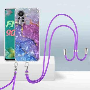 For Infinix Hot 11s 2.0mm Airbag Shockproof TPU Phone Case with Lanyard(Blue Purple Marble)