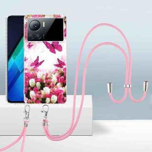 For Infinix Note 12 VIP 2.0mm Airbag Shockproof TPU Phone Case with Lanyard(Dancing Butterflies)