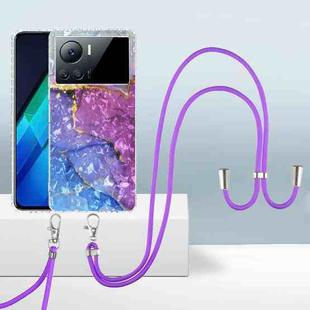 For Infinix Note 12 VIP 2.0mm Airbag Shockproof TPU Phone Case with Lanyard(Blue Purple Marble)