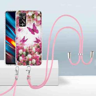 For Tecno Pova 2 2.0mm Airbag Shockproof TPU Phone Case with Lanyard(Dancing Butterflies)
