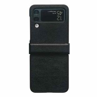 For Samsung Galaxy Z Flip4 5G Two-color Litchi Texture PU Phone Case(Black)