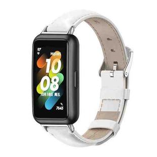 For Huawei Band 7 / 7 NFC MIJOBS Cowhide Leather Watch Band(White Silver)
