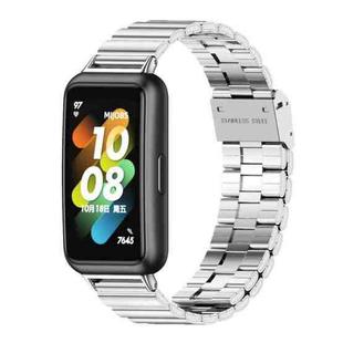 For Huawei Band 7 / 7 NFC Mijobs Bamboo Stainless Steel Metal Buckle Watch Band(Silver)