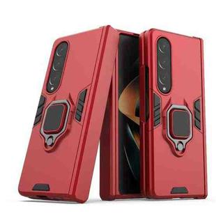 For Samsung Galaxy Z Fold4 PC + TPU Shockproof Protective Phone Case with Magnetic Ring Holder(Red)