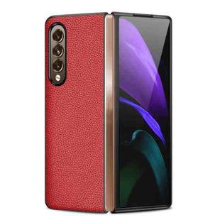 For Samsung Galaxy Z Fold4 Genuine Leather Protective Phone Case(Litchi Red)