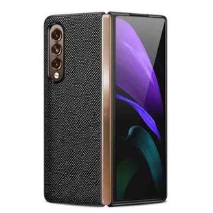 For Samsung Galaxy Z Fold4 Genuine Leather Protective Phone Case(Cross Black)