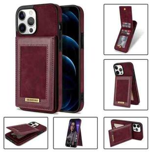 For iPhone 12 Pro Max N.BEKUS Vertical Flip Card Slot RFID Phone Case(Wine Red)