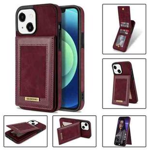 For iPhone 13 N.BEKUS Vertical Flip Card Slot RFID Phone Case(Wine Red)