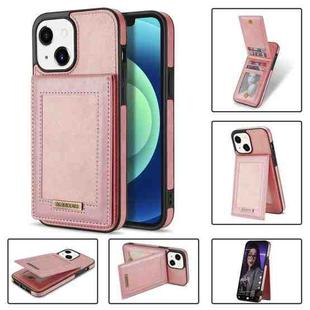 For iPhone 13 N.BEKUS Vertical Flip Card Slot RFID Phone Case(Rose Gold)