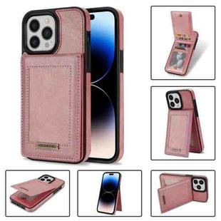 For iPhone 14 Pro N.BEKUS Vertical Flip Card Slot RFID Phone Case(Rose Gold)