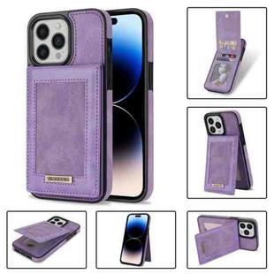 For iPhone 11 Pro Max N.BEKUS Vertical Flip Card Slot RFID Phone Case For iPhone 14 Pro Max(Purple)