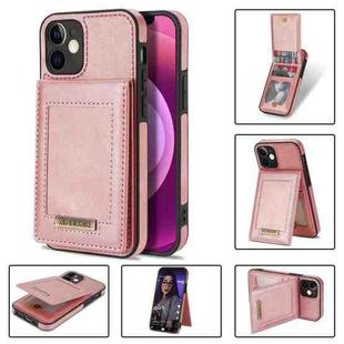 For iPhone 12 N.BEKUS Vertical Flip Card Slot RFID Phone Case(Rose Gold)