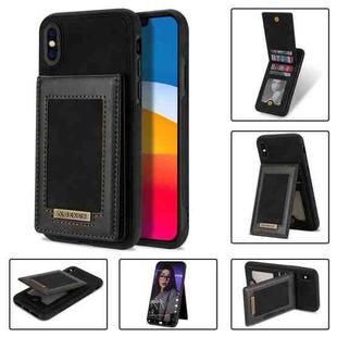 For iPhone X / XS N.BEKUS Vertical Flip Card Slot RFID Phone Case(Black)