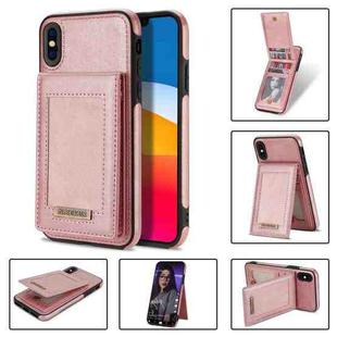 For iPhone X / XS N.BEKUS Vertical Flip Card Slot RFID Phone Case(Rose Gold)