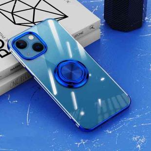 For iPhone 14 Plus Electroplating Ring Clear Phone Case (Blue)