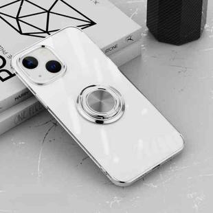 For iPhone 14 Plus Electroplating Ring Clear Phone Case (Silver)