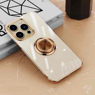 For iPhone 14 Pro Max Electroplating Ring Clear Phone Case (Gold)