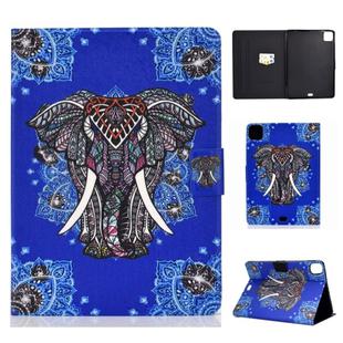 For iPad Pro 11 2020 Electric Pressed TPU Left and Right Open Flat Leather Tablet Case with Sleep Function & Card Buckle Anti-skid Strip(National Elephant)
