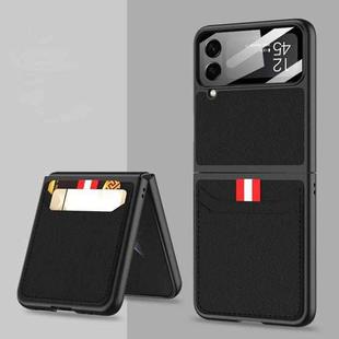 For Samsung Galaxy Z Flip4 GKK Ultra-thin Leather Phone Case with Card Slots(Black)