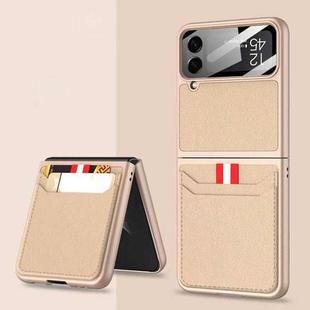 For Samsung Galaxy Z Flip4 GKK Ultra-thin Leather Phone Case with Card Slots(Gold)