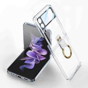 For Samsung Galaxy Z Flip4 GKK Integrated Electroplating Phone Case with Ring(Transparent)