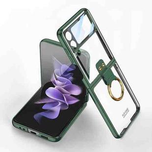 For Samsung Galaxy Z Flip4 GKK Integrated Electroplating Phone Case with Ring(Green)